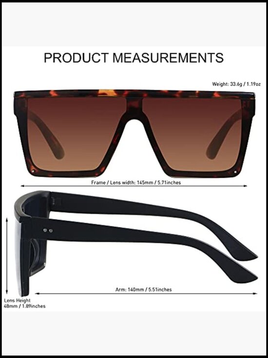 Oversized Square Shield Sunglasses UV Protection Rimless Large main image 5